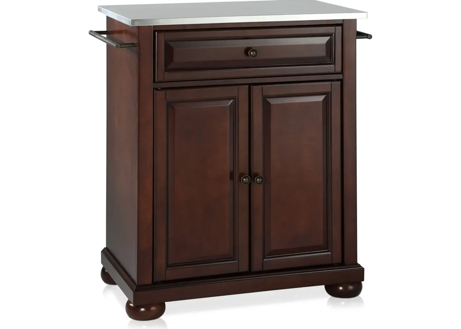 Alina Small Kitchen Island - Mahogany/Stainless Steel Top