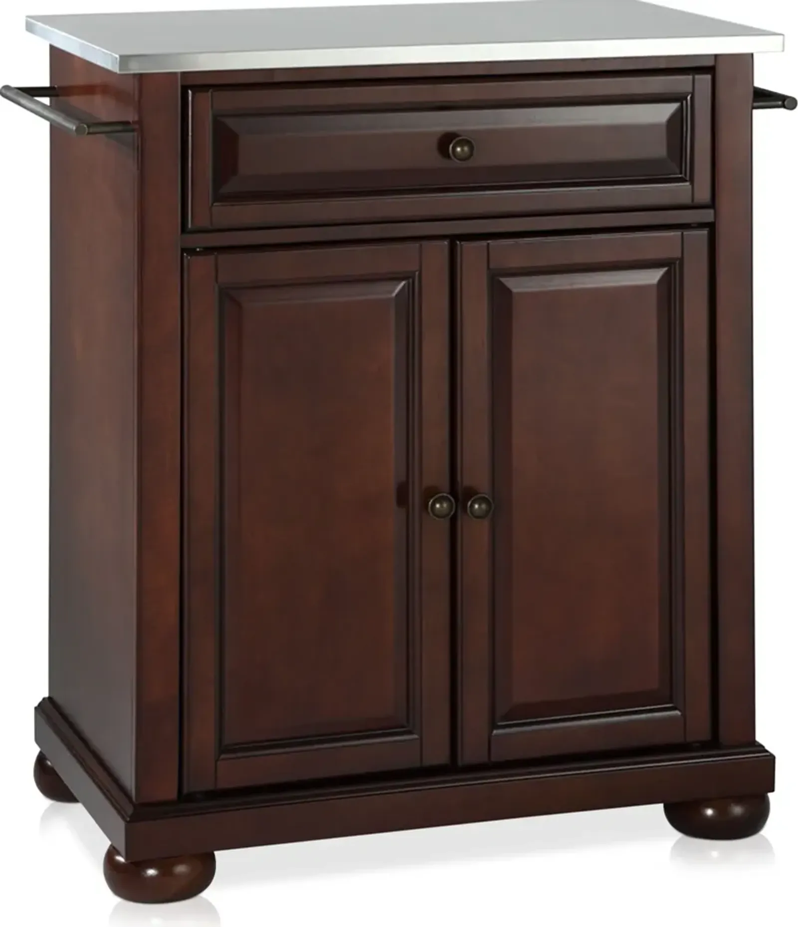 Alina Small Kitchen Island - Mahogany/Stainless Steel Top