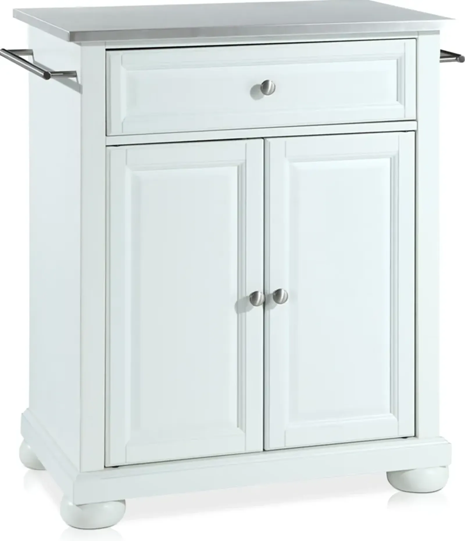 Alina Small Kitchen Island - White/Stainless Steel Top