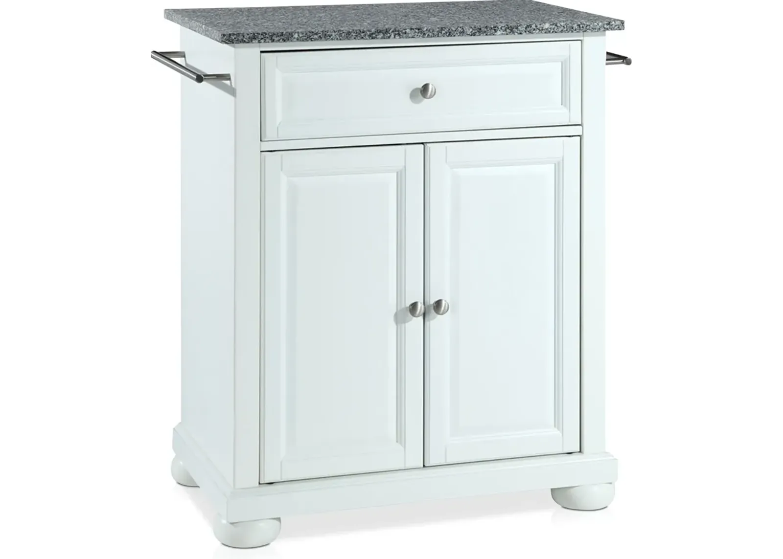 Alina Small Kitchen Island - White/Gray Granite Top