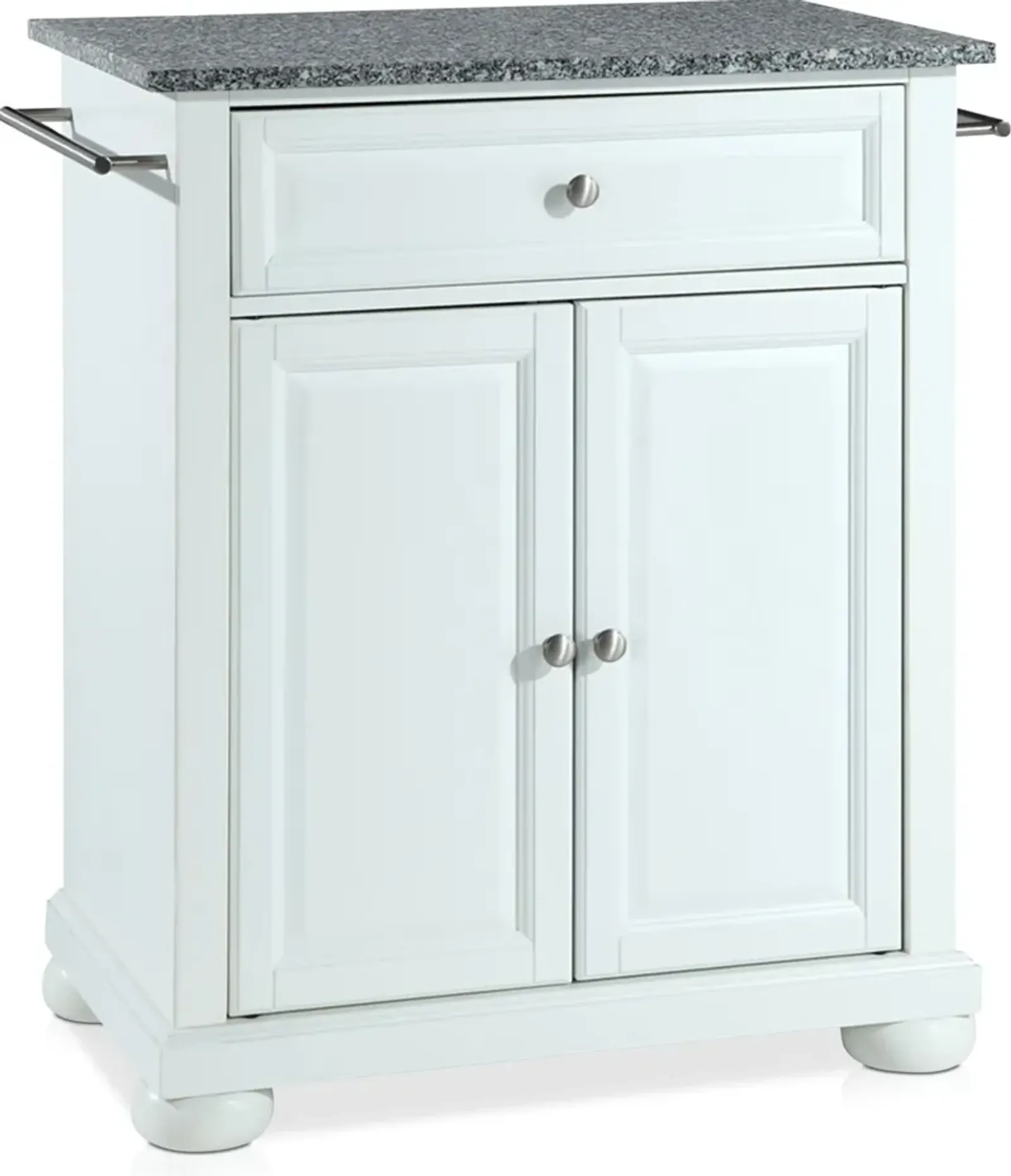 Alina Small Kitchen Island - White/Gray Granite Top