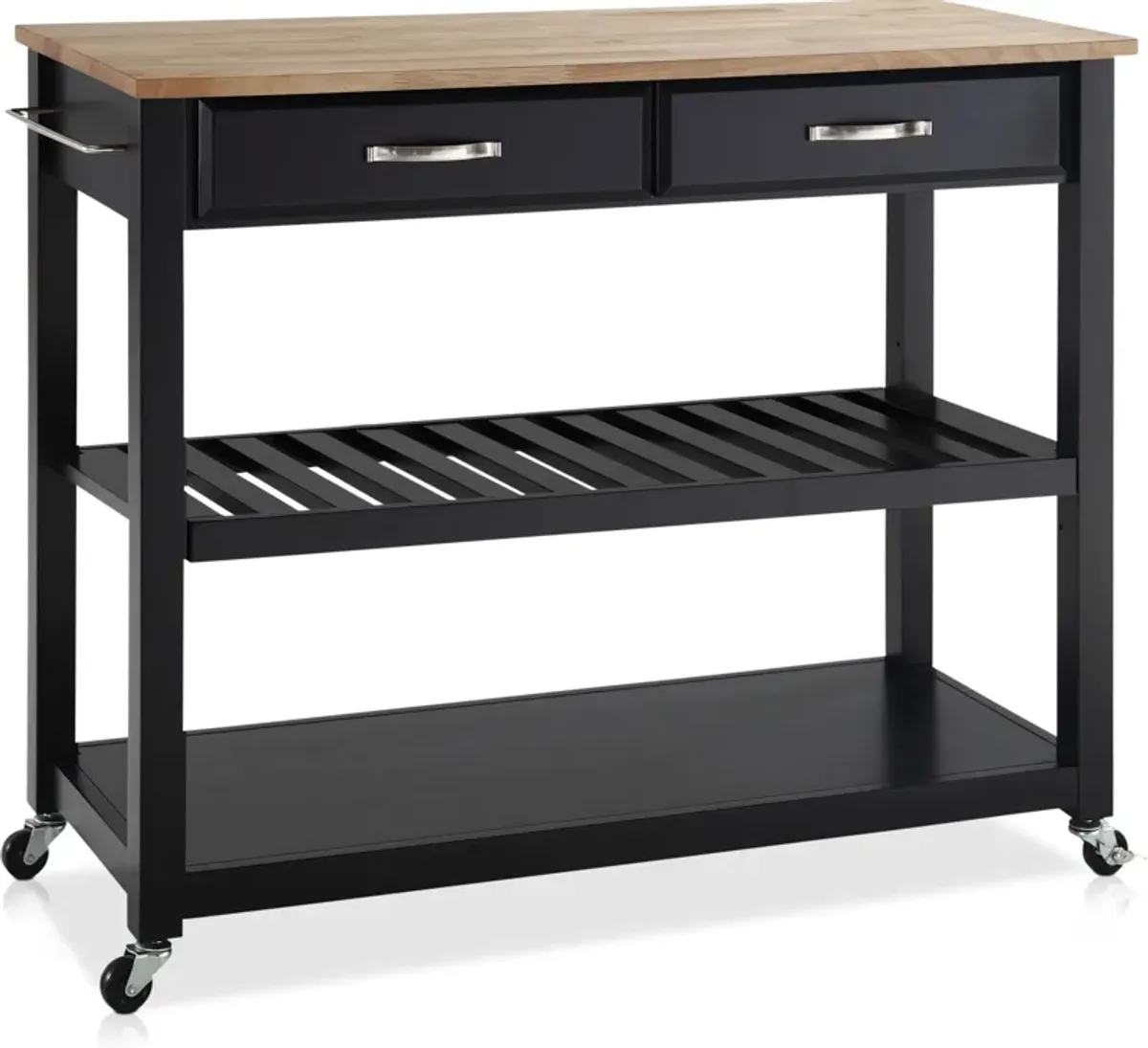 Elias Kitchen Cart - Black/Wood Top