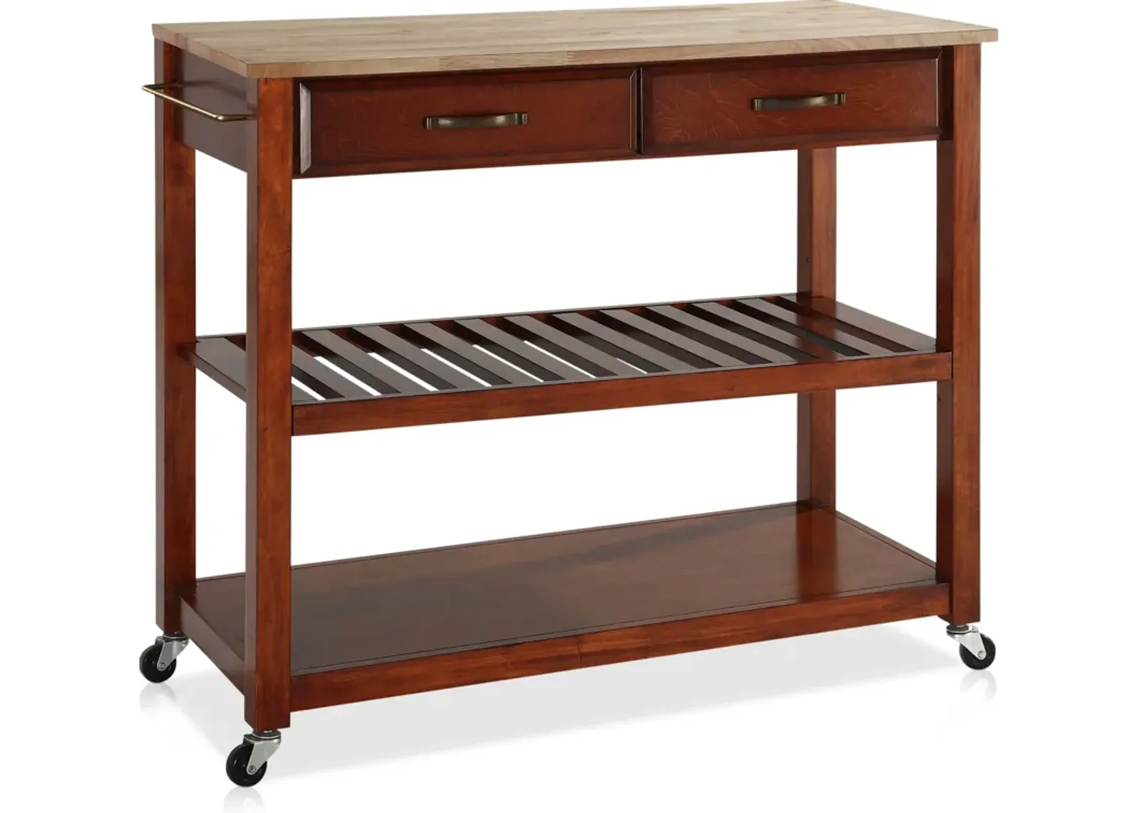 Elias Kitchen Cart  - Cherry/Wood Top