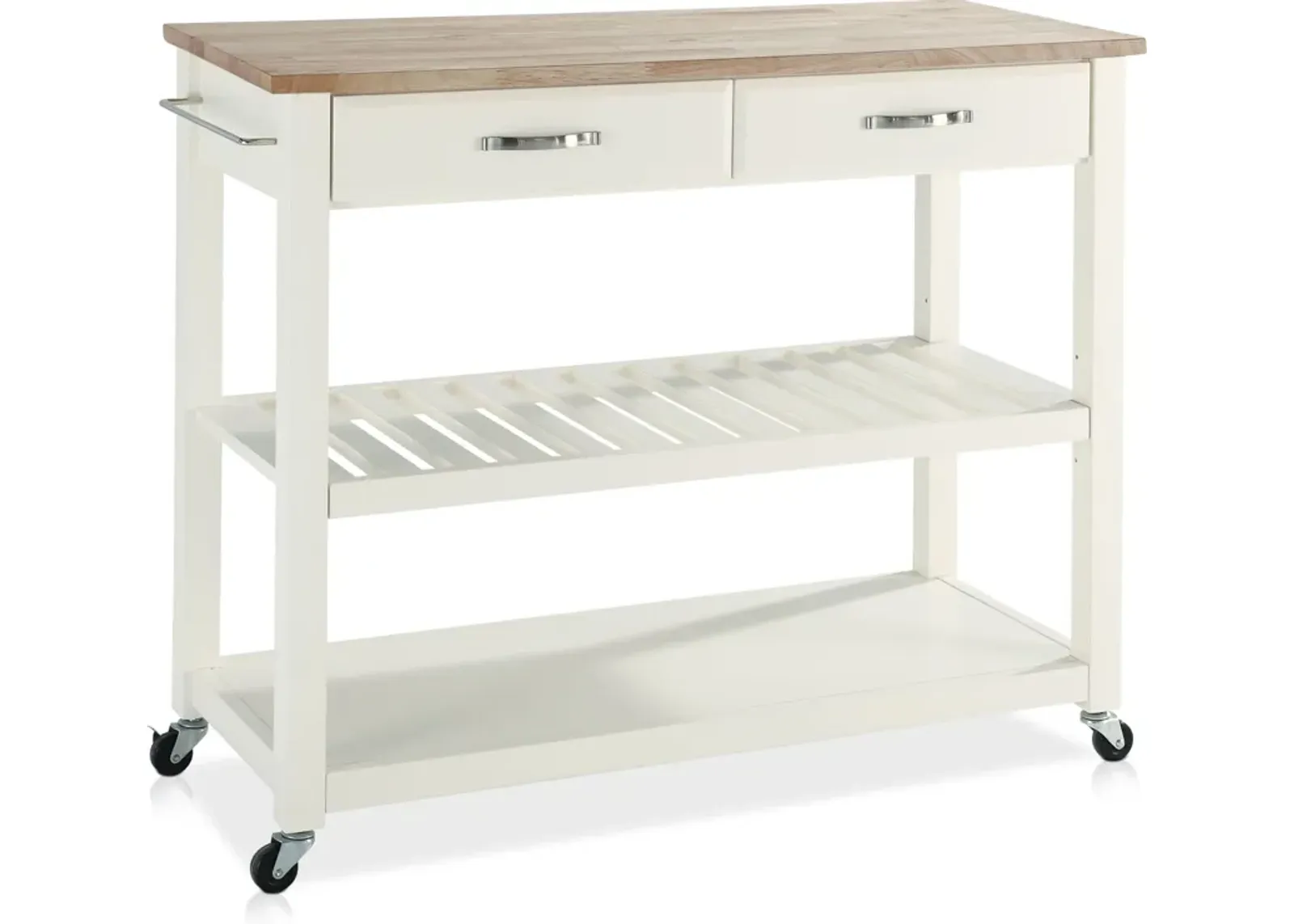 Elias Kitchen Cart  - White/Wood Top