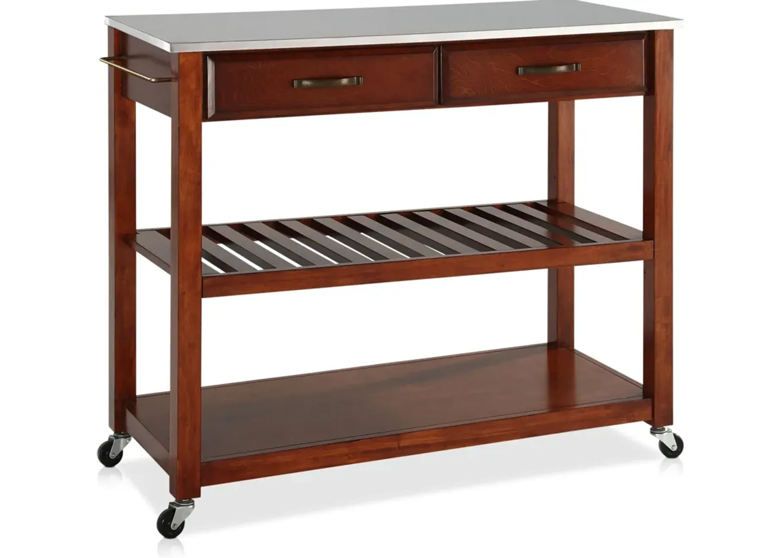 Elias Kitchen Cart  - Cherry/Stainless Steel Top