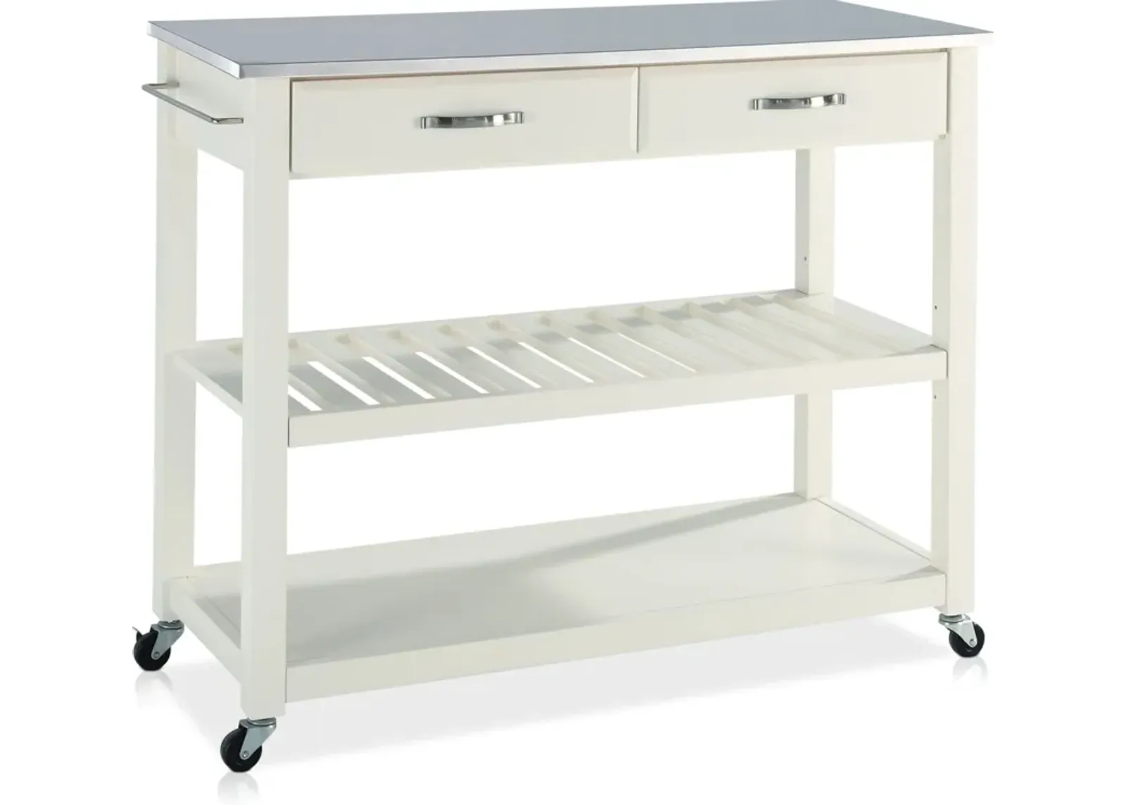 Elias Kitchen Cart  - White/Stainless Steel Top