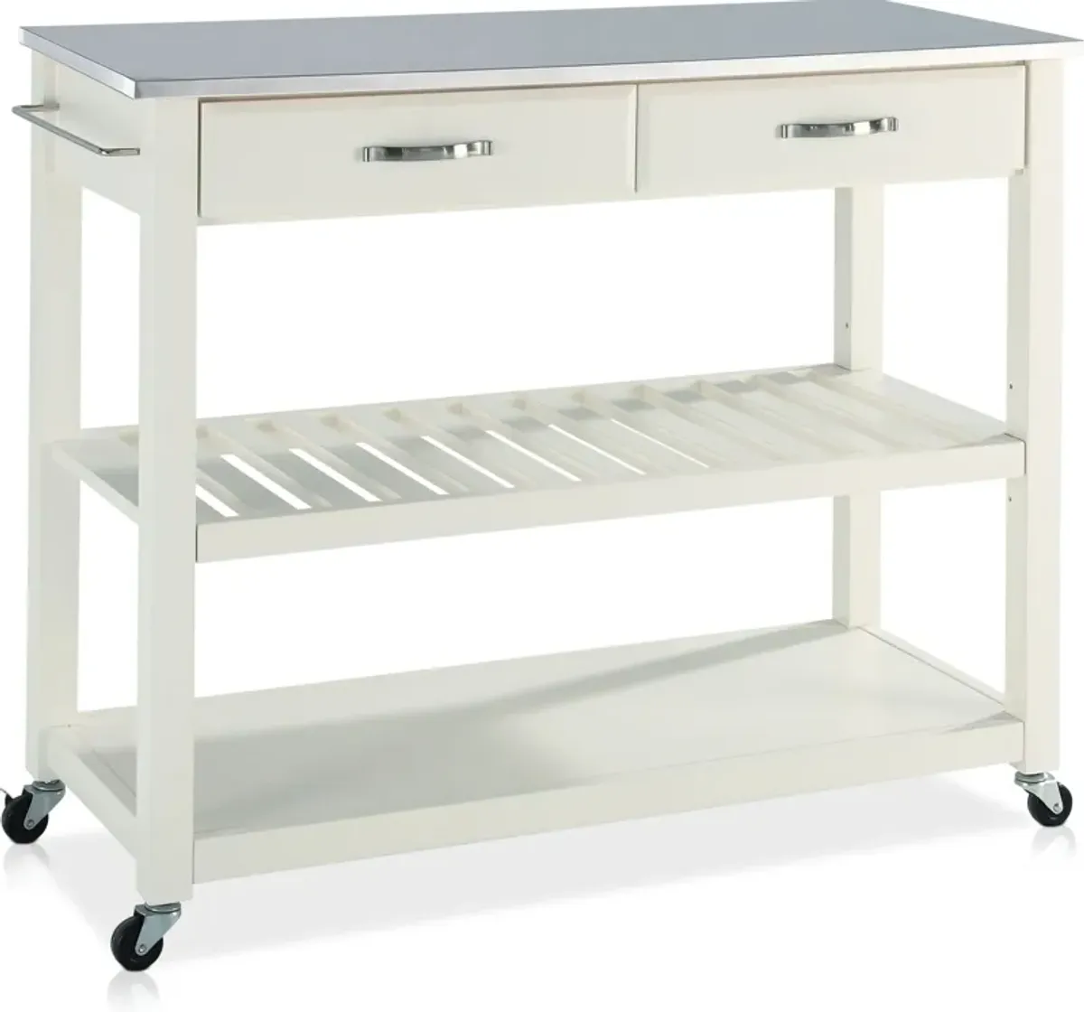 Elias Kitchen Cart  - White/Stainless Steel Top