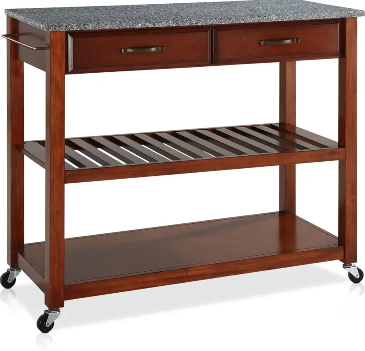 Elias Kitchen Cart  - Cherry/Gray Granite Top