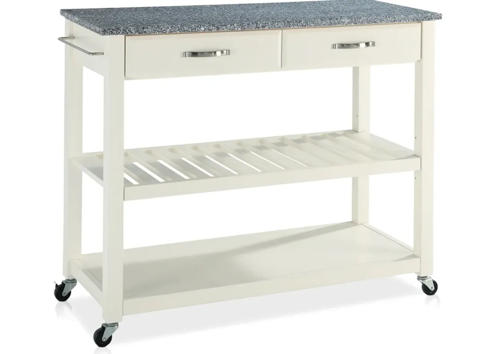 Elias Kitchen Cart  - White/Gray Granite Top