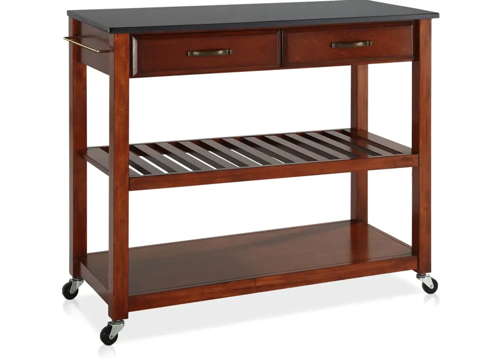 Elias Kitchen Cart  - Cherry/Black Granite Top