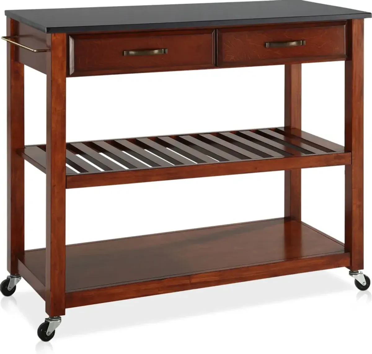 Elias Kitchen Cart  - Cherry/Black Granite Top