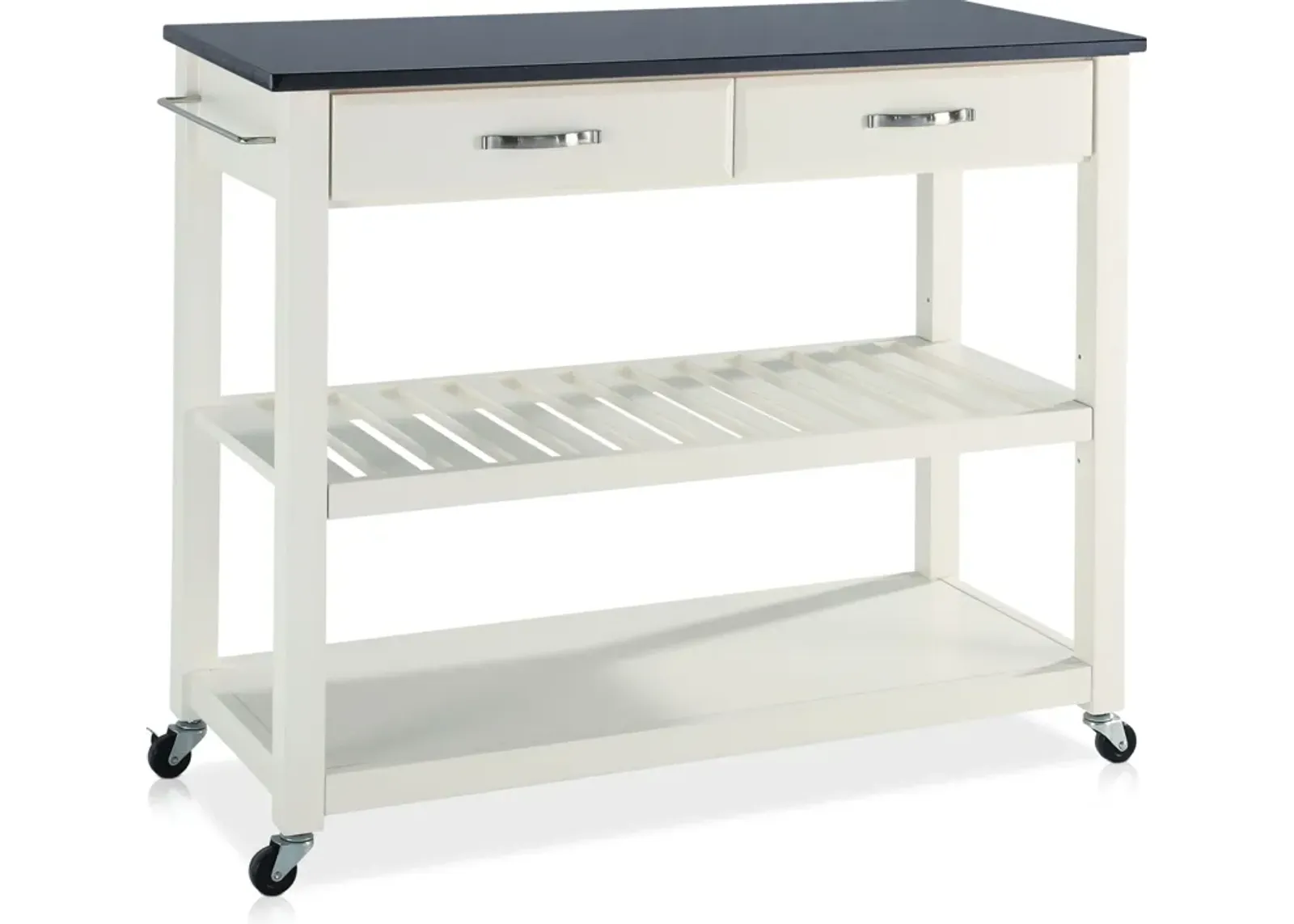 Elias Kitchen Cart  - White/Black Granite Top