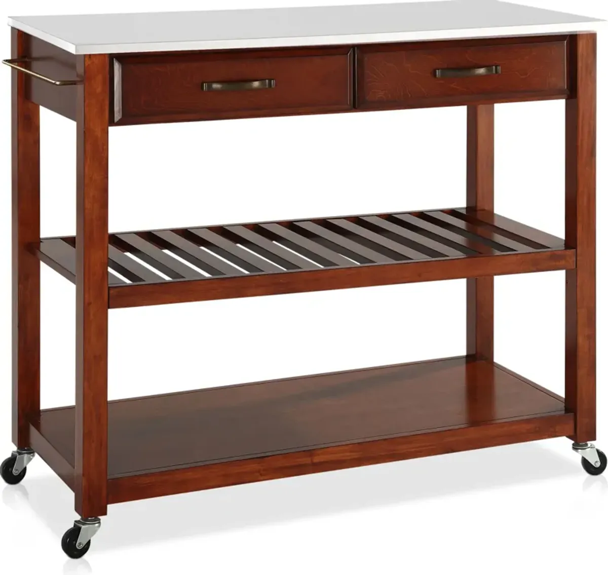 Elias Kitchen Cart  - Cherry/White Granite Top