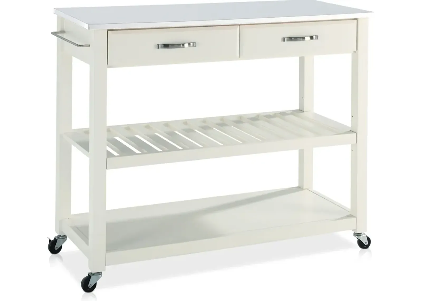 Elias Kitchen Cart  - White/White Granite Top