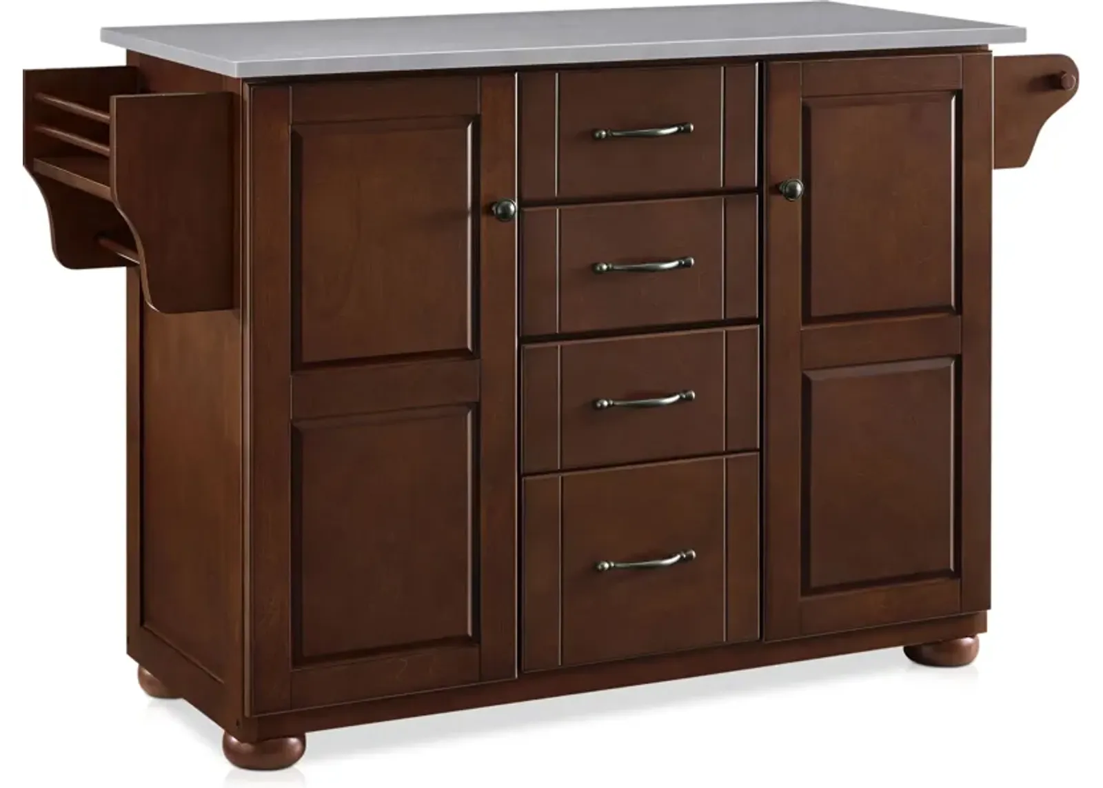 Ruth Kitchen Island - Mahogany/Stainless Steel Top