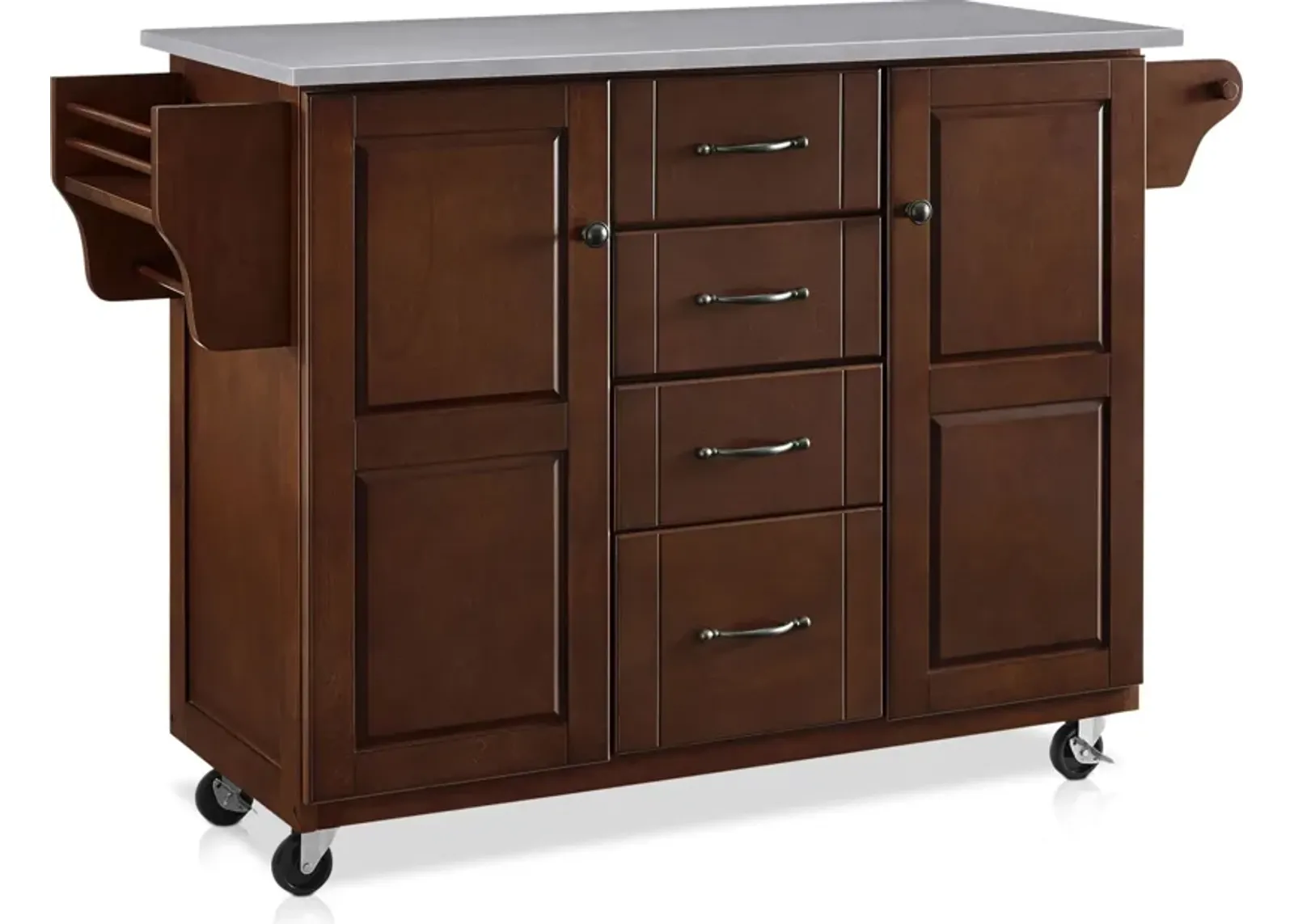 Ruth Kitchen Cart - Mahogany/Stainless Steel Top