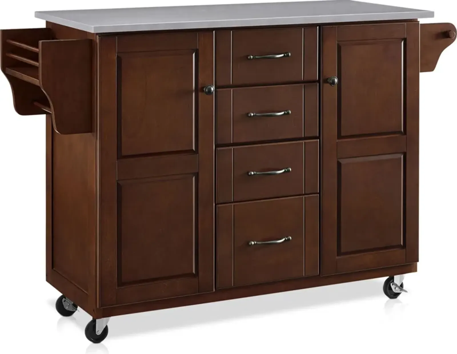 Ruth Kitchen Cart - Mahogany/Stainless Steel Top