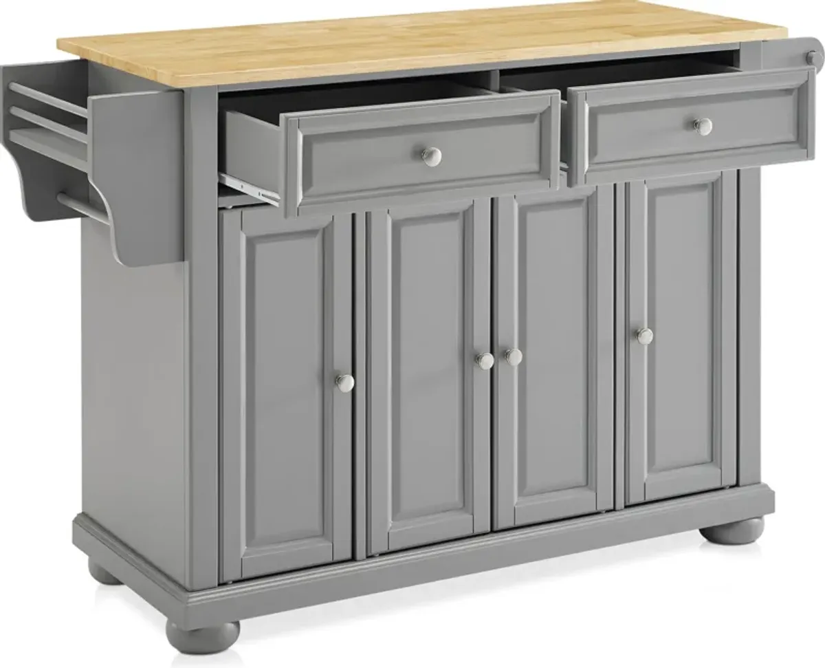 Alina Kitchen Island - Gray/Wood Top