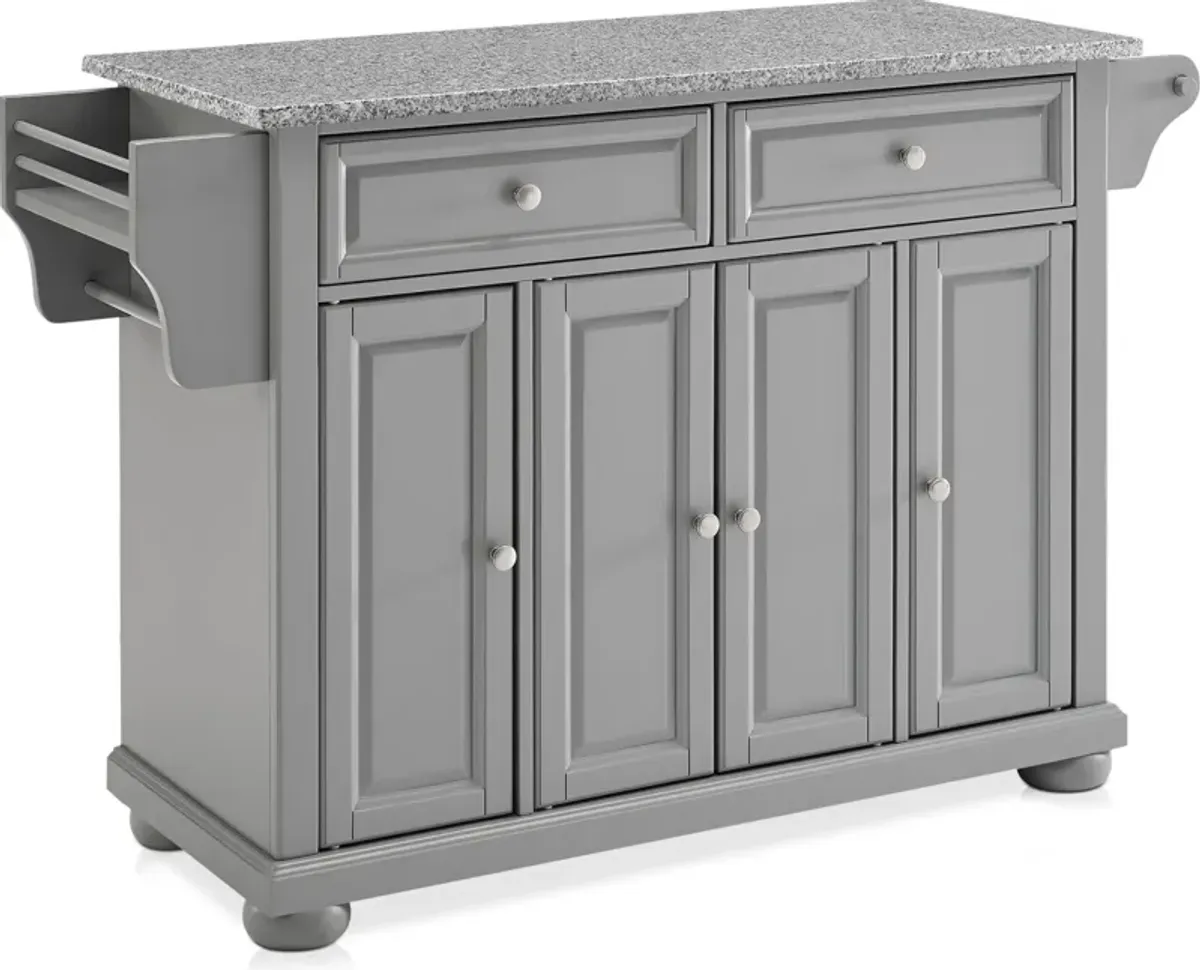 Alina Kitchen Island - Gray/Gray Granite Top