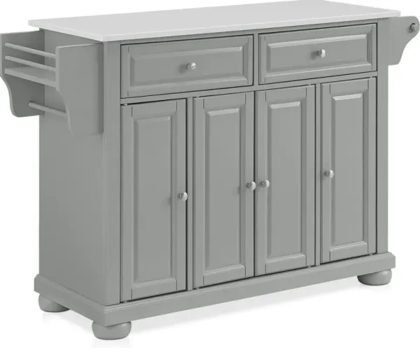 Alina Kitchen Island - Gray/White Granite Top