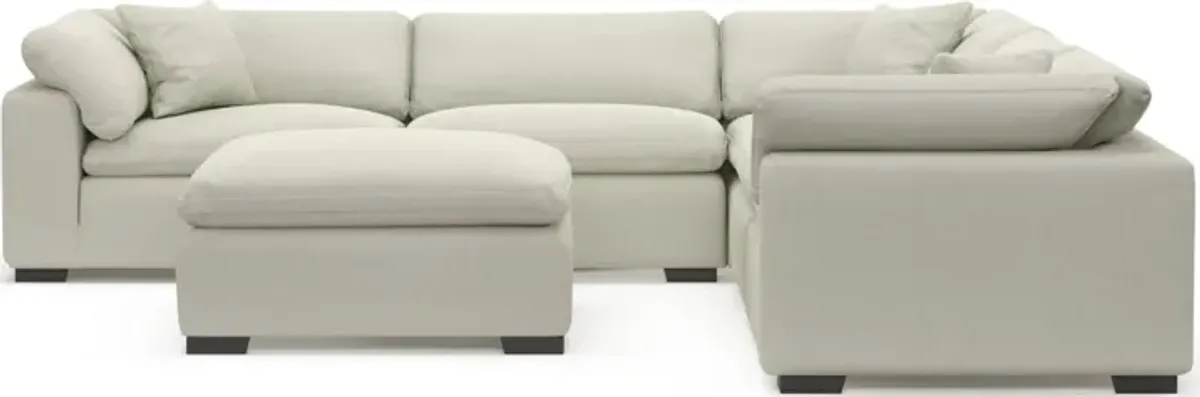 Plush Core Comfort 5-Piece Sectional and Ottoman - Anders Ivory