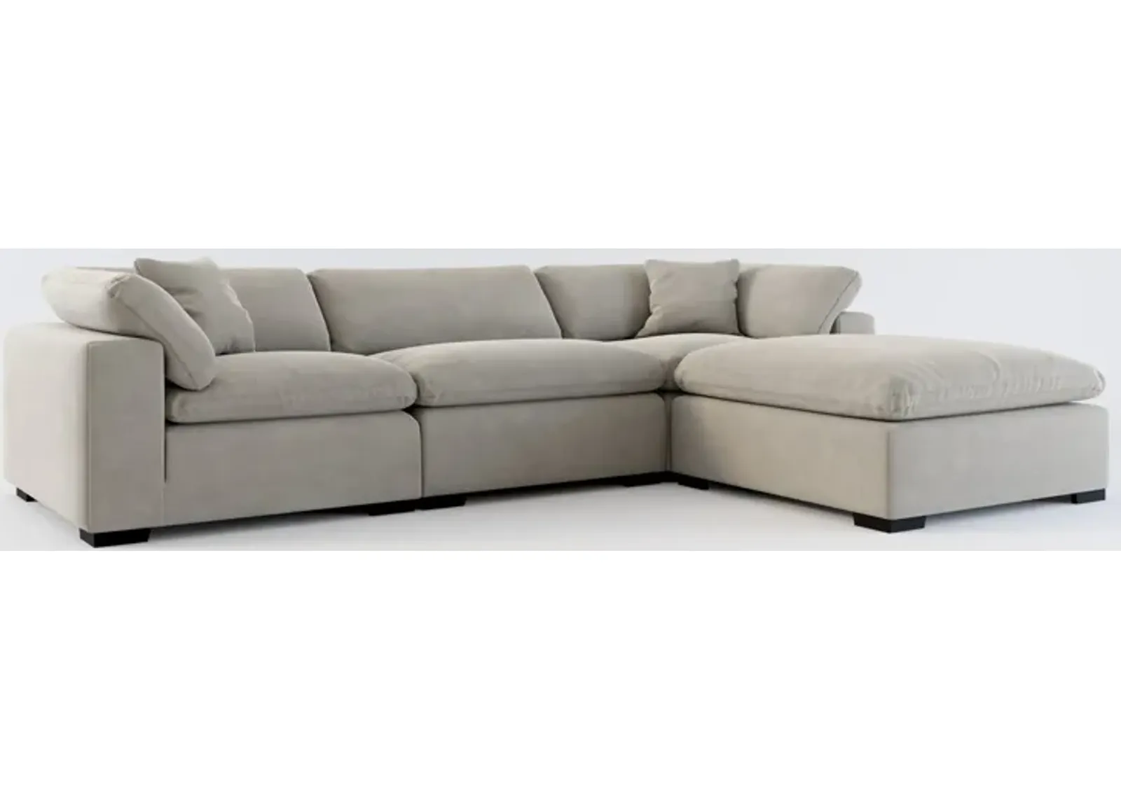 Plush Core Comfort 3-Piece Sofa and Ottoman - Abington Fog