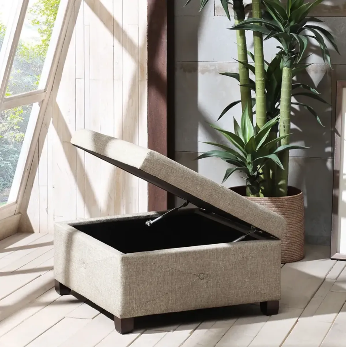 Perris Storage Ottoman - Sand