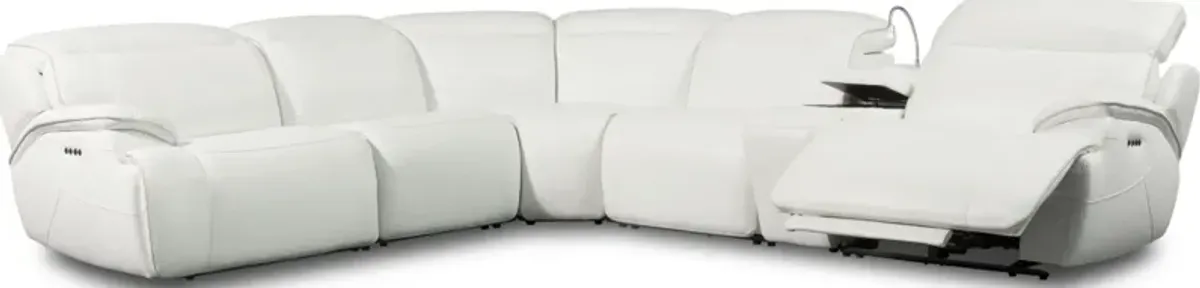 Devon 6-Piece Dual-Power Reclining Sectional with 2 Reclining Seats - White