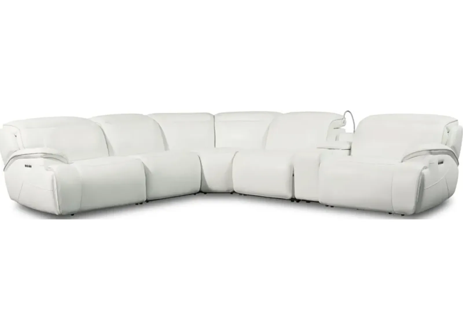 Devon 6-Piece Dual-Power Reclining Sectional with 2 Reclining Seats - White