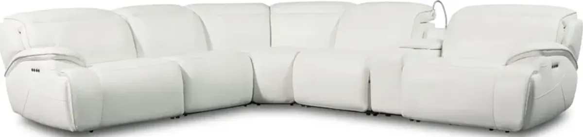 Devon 6-Piece Dual-Power Reclining Sectional with 2 Reclining Seats - White