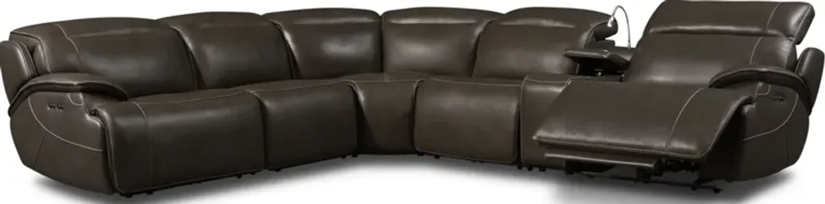 Devon 6-Piece Dual-Power Reclining Sectional with 2 Reclining Seats - Charcoal