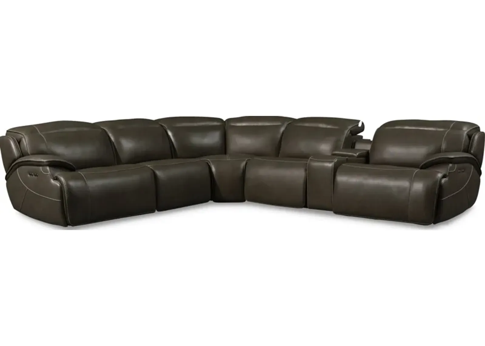 Devon 6-Piece Dual-Power Reclining Sectional with 2 Reclining Seats - Charcoal