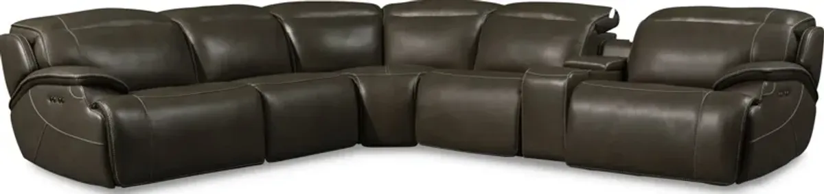 Devon 6-Piece Dual-Power Reclining Sectional with 2 Reclining Seats - Charcoal