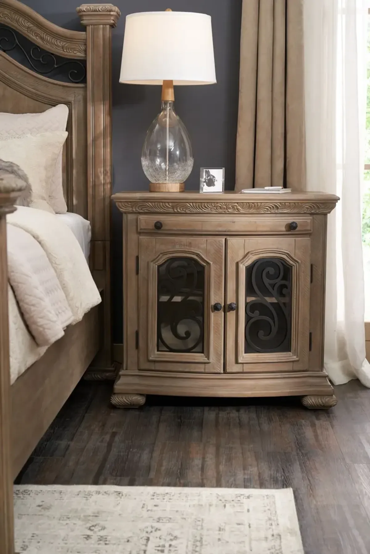 Tuscany Door Nightstand with USB Charging - Taupe