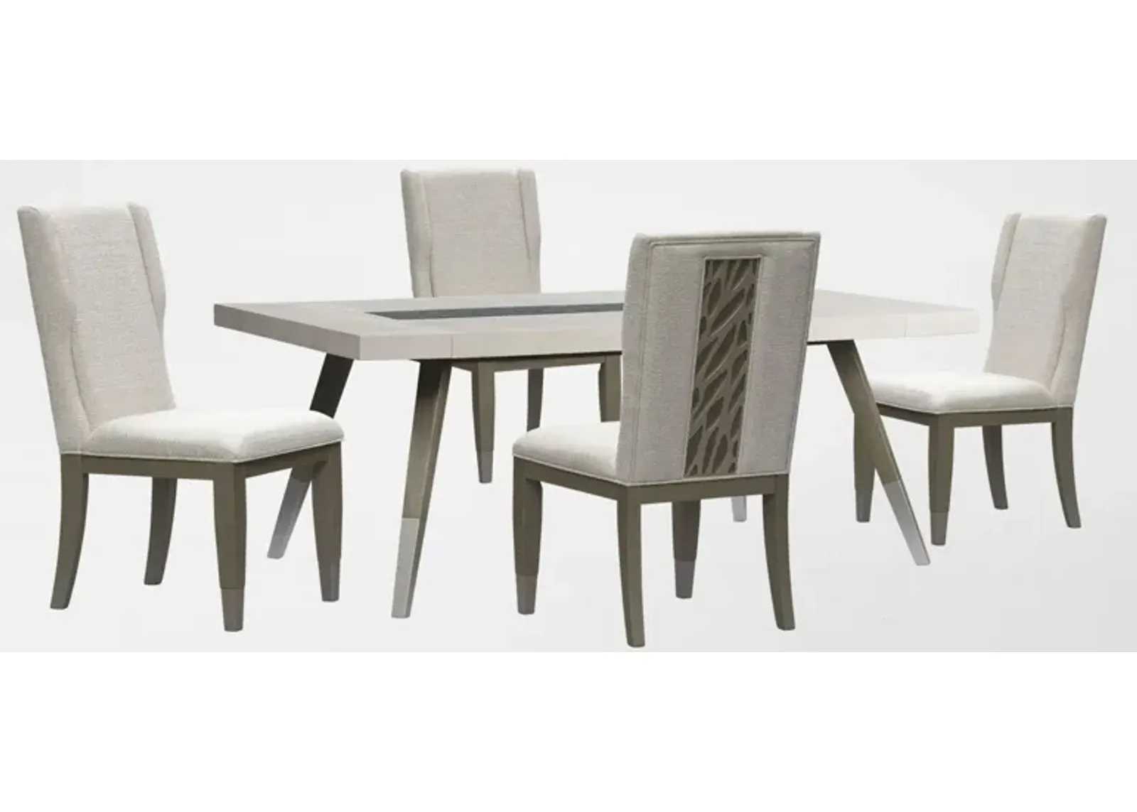 Olivia Rectangular Dining Table and 4 Chairs - Pearl