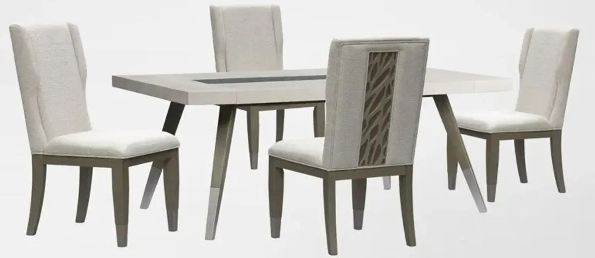 Olivia Rectangular Dining Table and 4 Chairs - Pearl