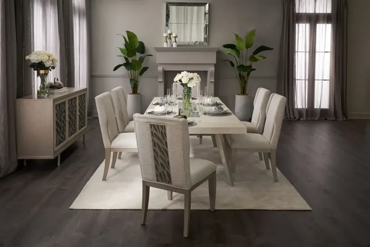 Olivia Rectangular Dining Table and 6 Chairs - Pearl