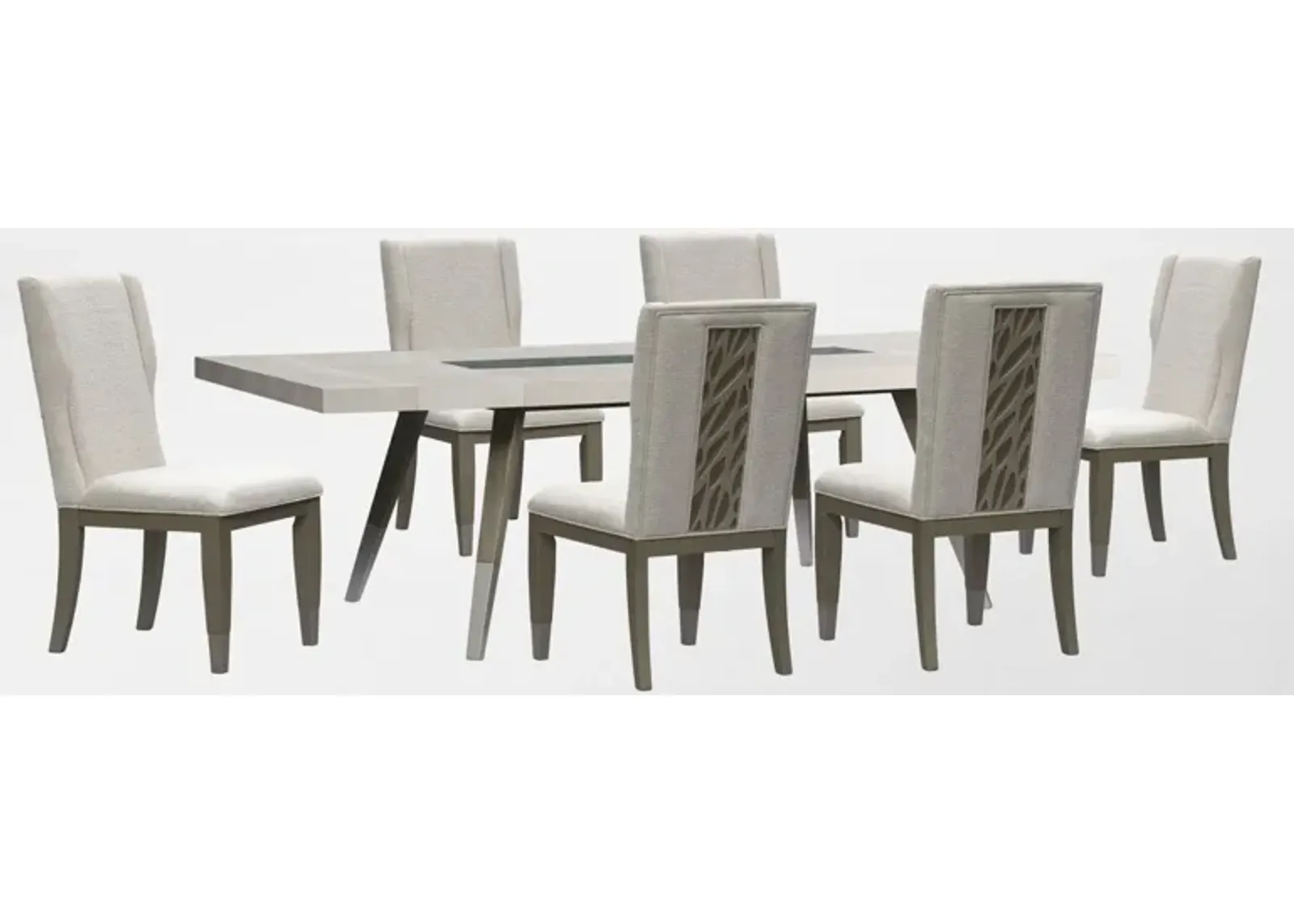 Olivia Rectangular Dining Table and 6 Chairs - Pearl