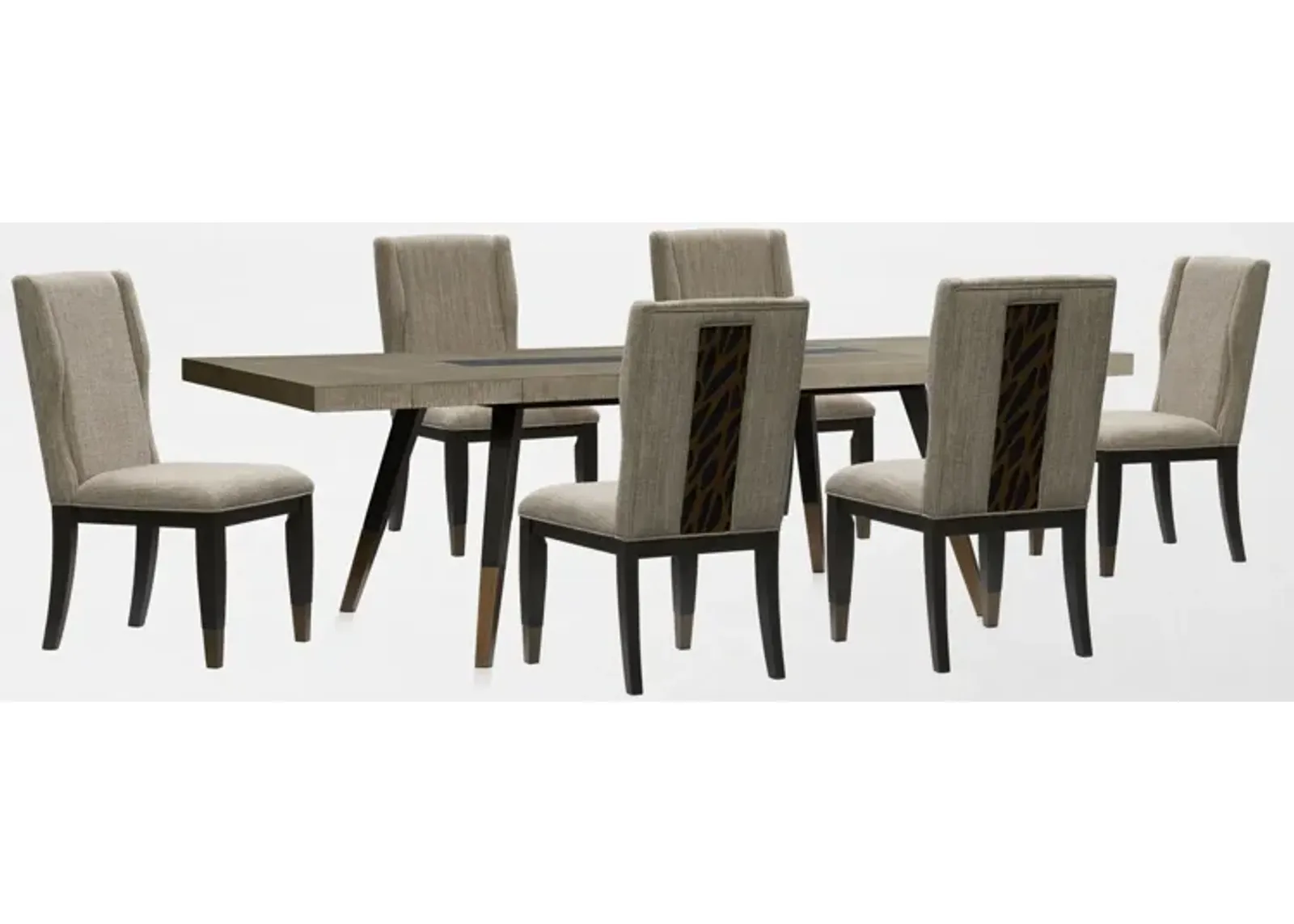 Olivia Rectangular Dining Table and 6 Chairs - Ebony