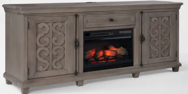 Charthouse 84" Fireplace TV Stand - Gray