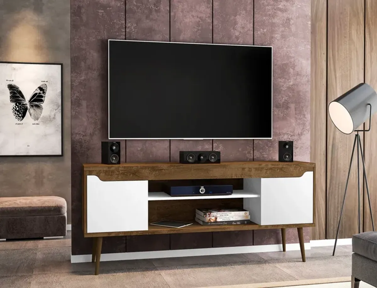 Columbia 63" TV Stand - Brown/White