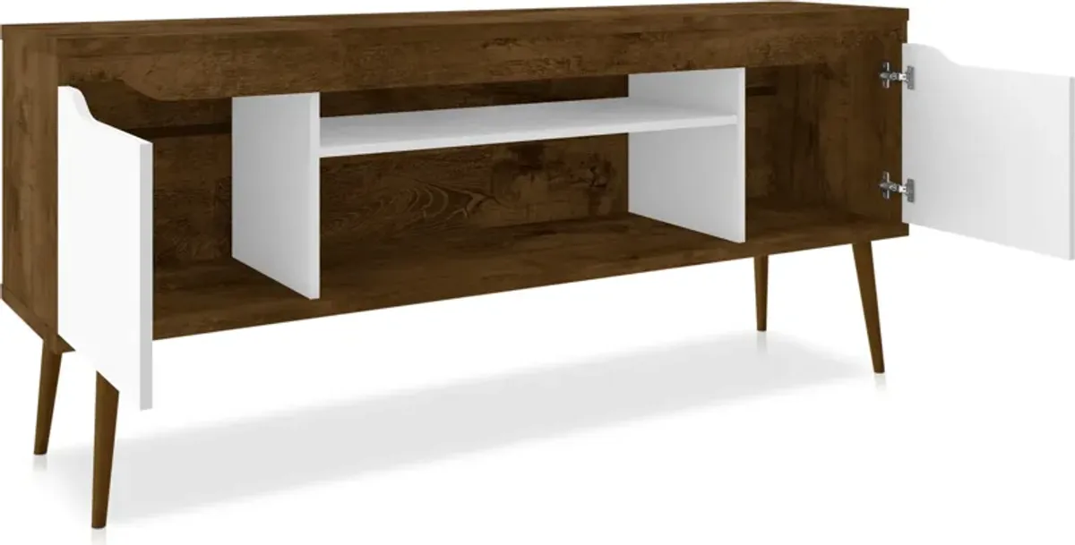 Columbia 63" TV Stand - Brown/White