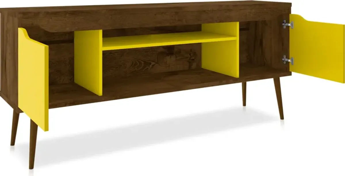 Columbia 63" TV Stand - Brown/Yellow