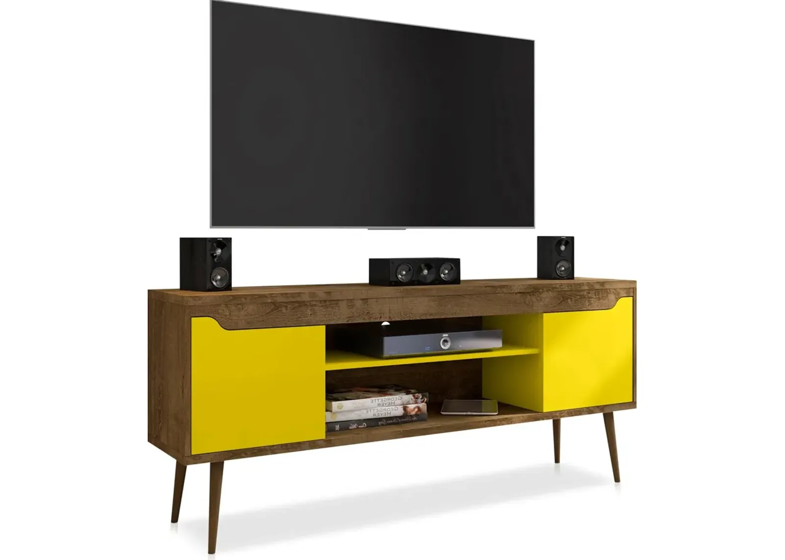 Columbia 63" TV Stand - Brown/Yellow