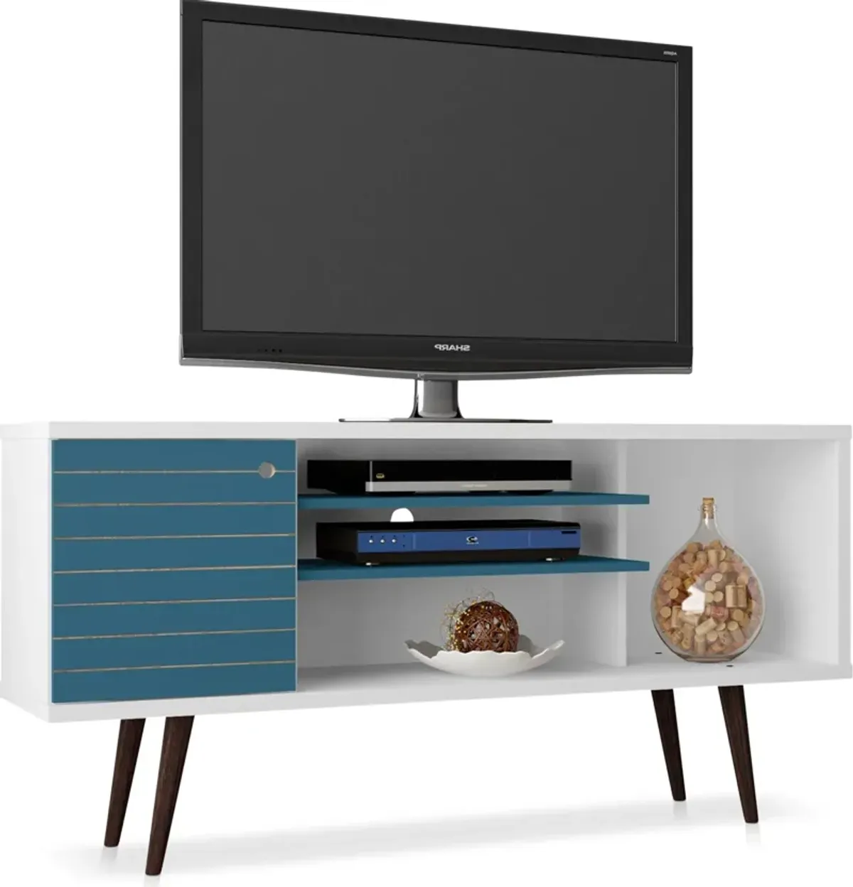 Webb 53" Mid-Century TV Stand - White/Aqua