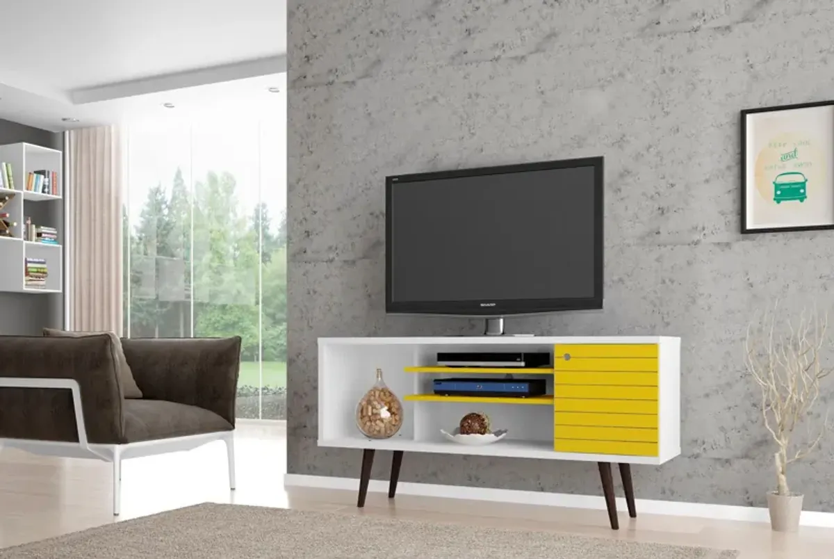 Webb 53" Mid-Century TV Stand - White/Yellow