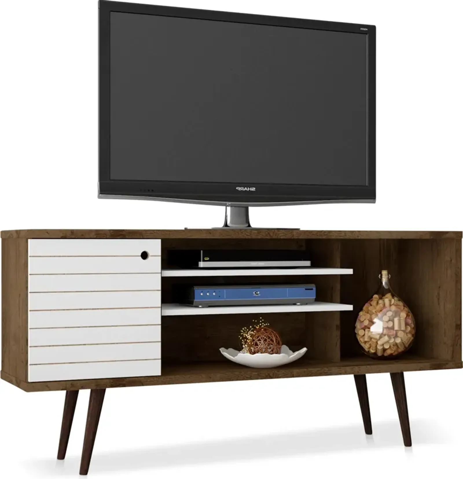 Webb 53" Mid-Century TV Stand - Brown/White