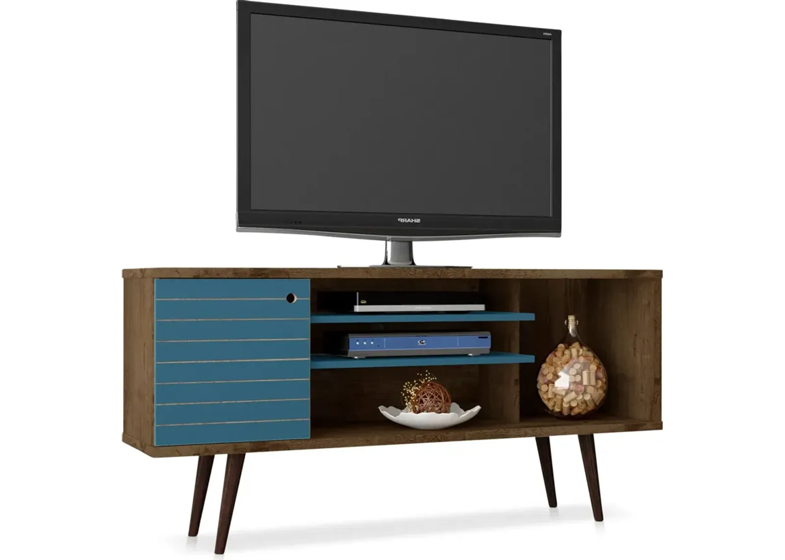 Webb 53" Mid-Century TV Stand - Brown/Aqua