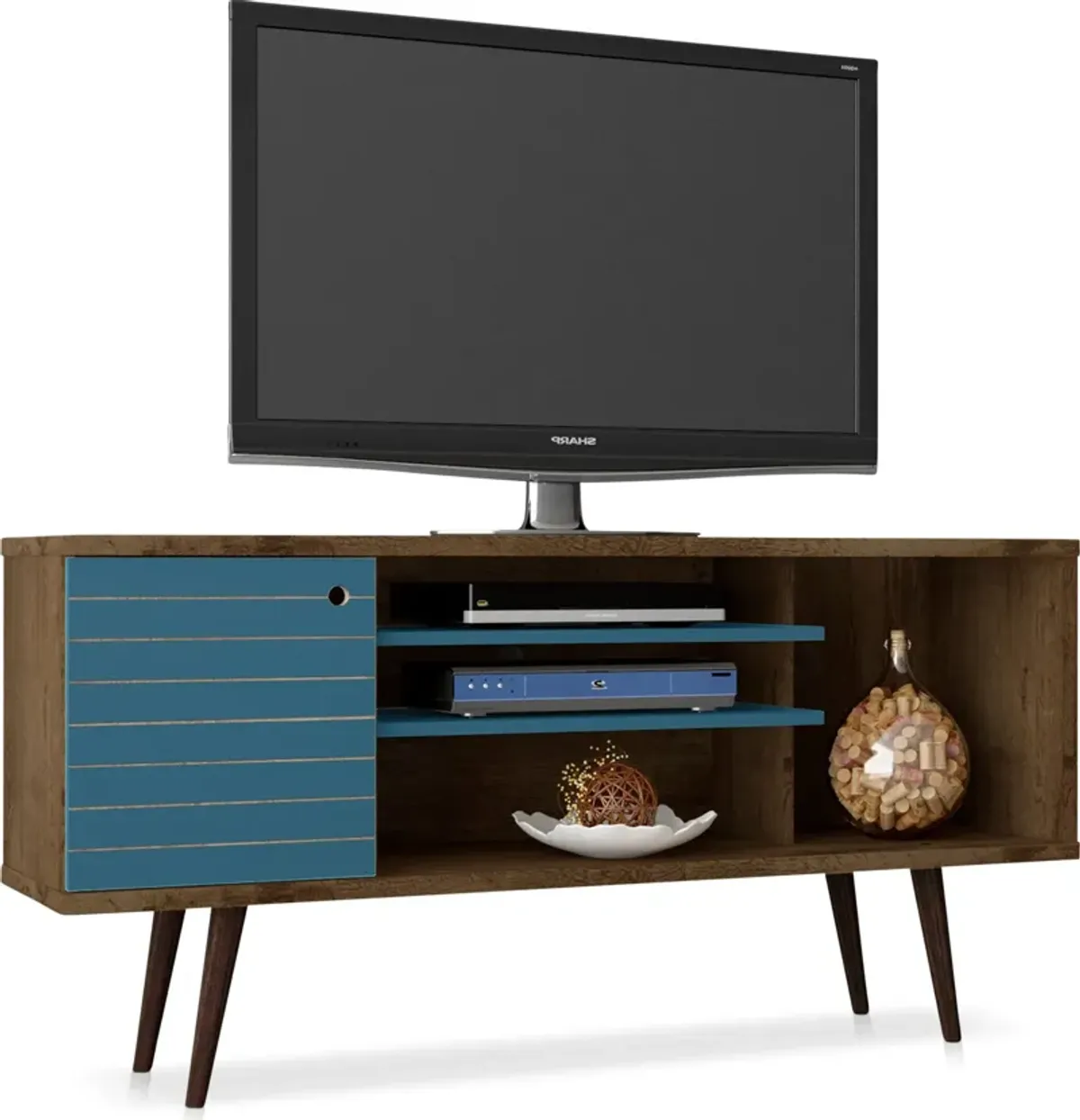 Webb 53" Mid-Century TV Stand - Brown/Aqua