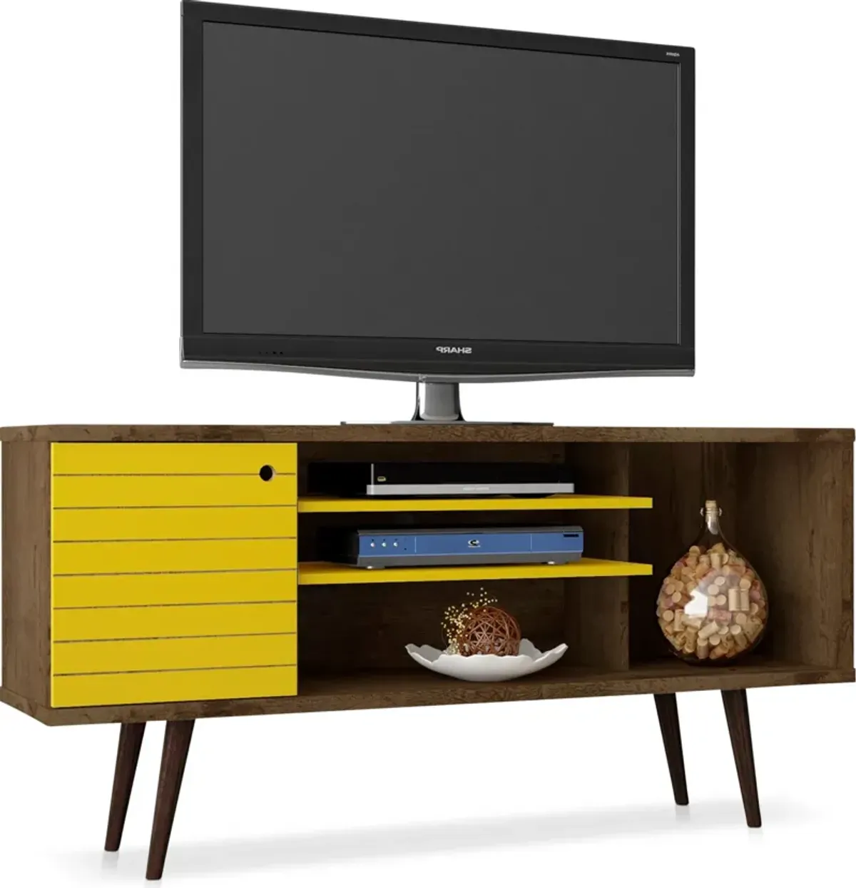 Webb 53" Mid-Century TV Stand - Brown/Yellow